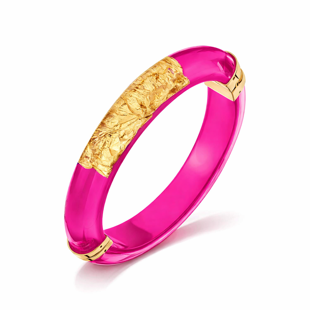 SAMPLE SALE - Large Gold Leaf Thin Cabochon Lucite Bangles