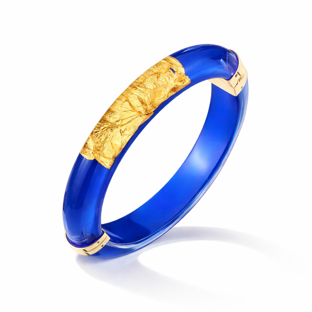 SAMPLE SALE - Large Gold Leaf Thin Cabochon Lucite Bangles