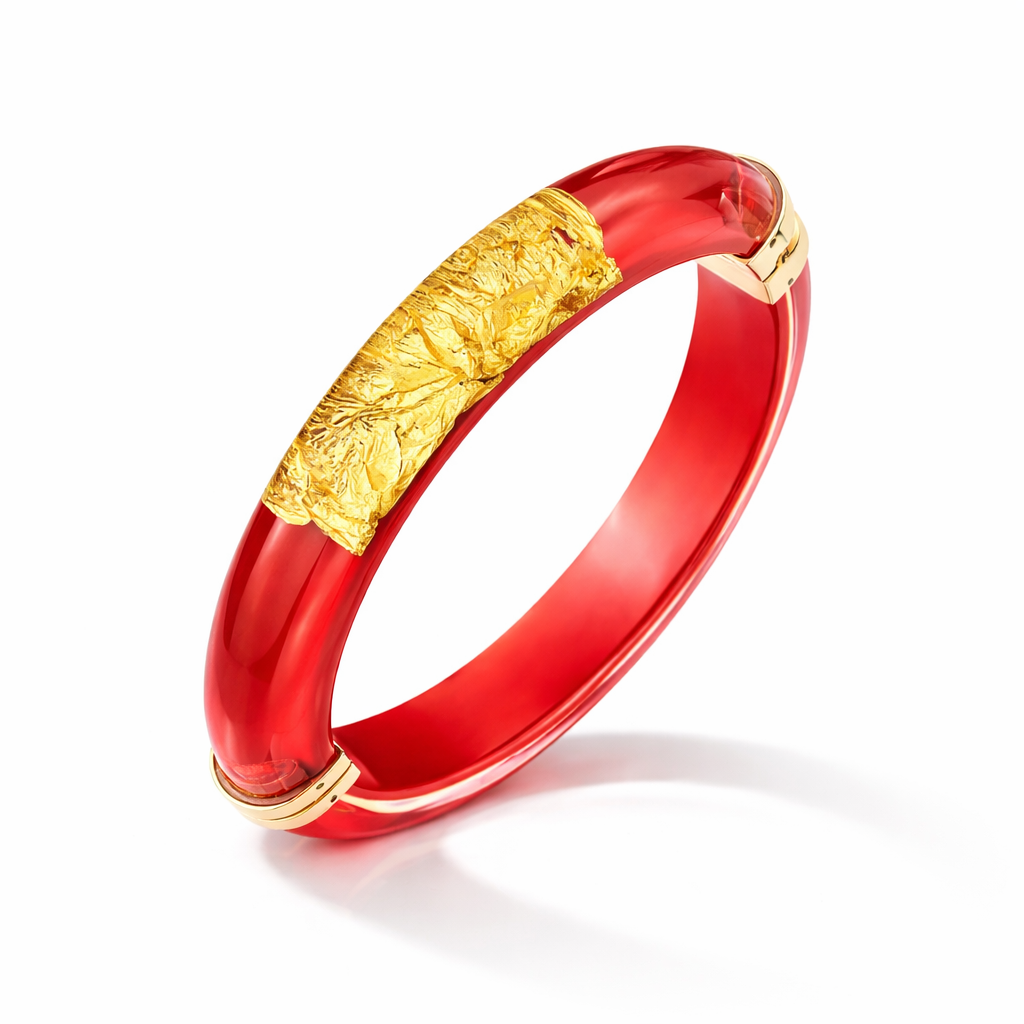 SAMPLE SALE - Large Gold Leaf Thin Cabochon Lucite Bangles