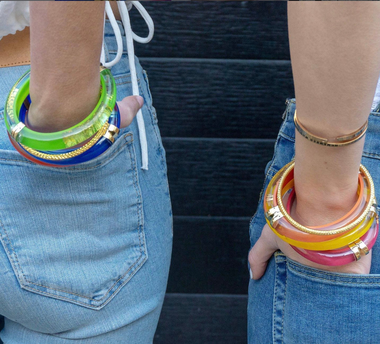 SAMPLE SALE - Large Gold Leaf Thin Cabochon Lucite Bangles